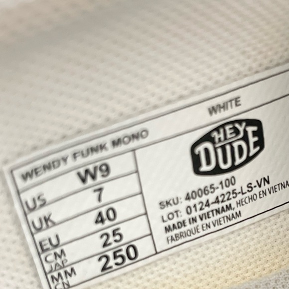 Hey Dude Wendy Funk Mono White Womens Size 9‎ Comfort Shoes Lightweight - Picture 7 of 8